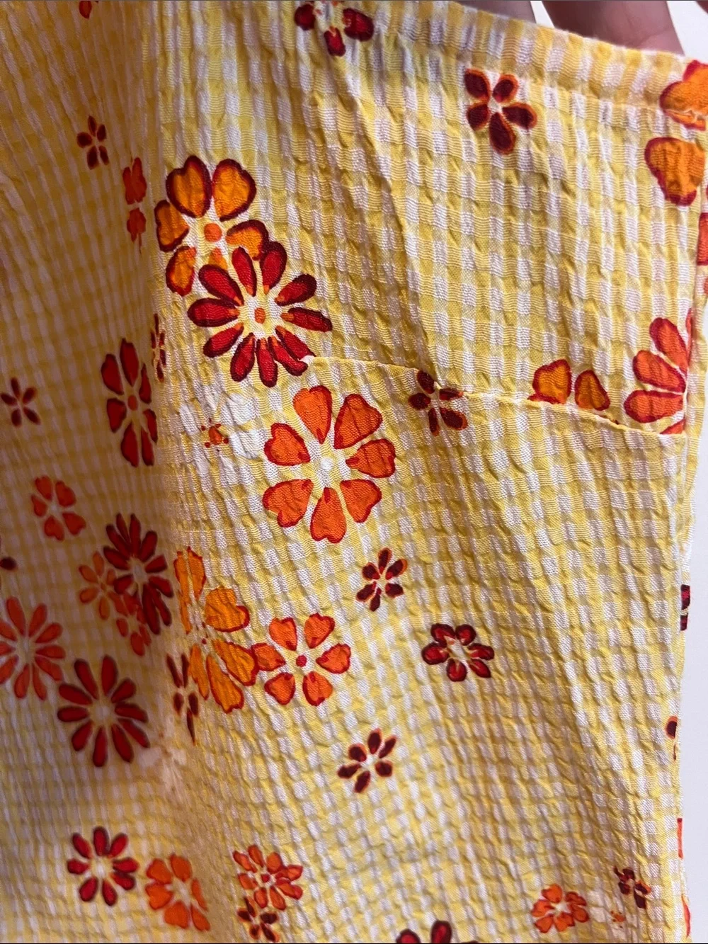 Vintage Yellow Floral Sundress with Red & Orange Blooms - Picture 4 of 8
